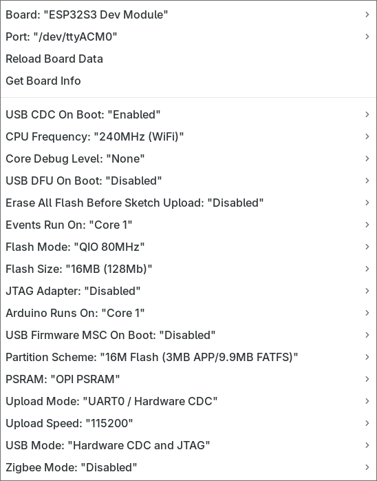 Arduino configuration